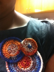 layered crochet brooch
